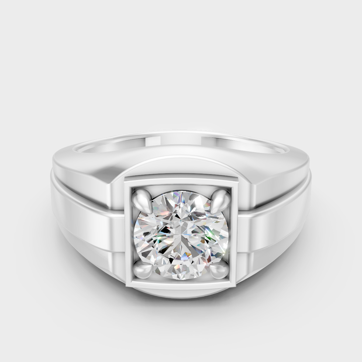 IGI Certified 1-5 Carat Round-Cut Lab-Grown Diamond Men’s Ring In 14K White Gold